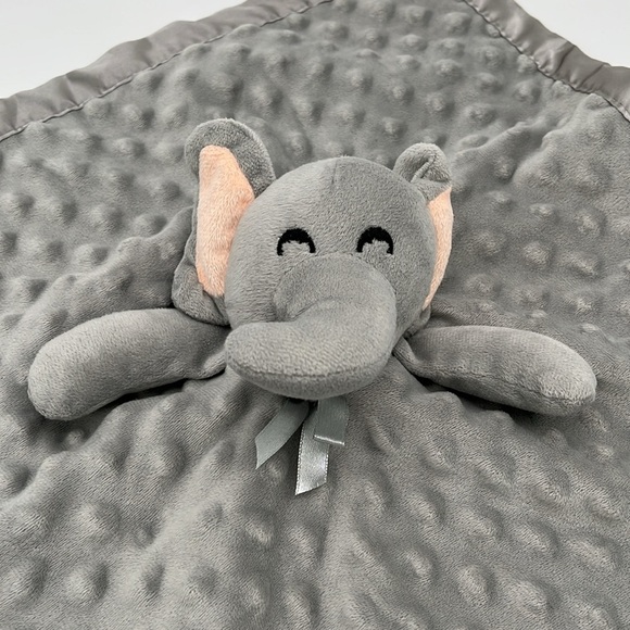 Carters Lovey Elephant Grey Nunu Waffle Silky Edge Blanket - Picture 2 of 4